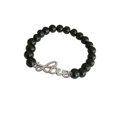 "Love" Letter Black Onyx Beads Bracelet